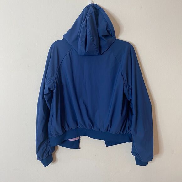 Lite Weight Blue & Lilac Reversible Zip Hoodie Windbreaker Jacket Ruche Sleeves - Picture 4 of 9